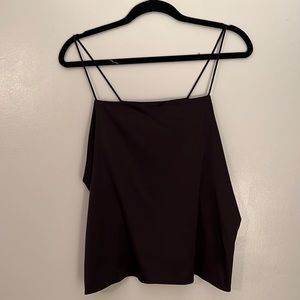 Zara black satin/silky cowl neck tank - size large - new with tags